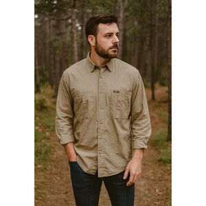 Vintage Outdoor Life Shirt Mens S Khaki Safari Hiking Cotton Hong Kong Gorpcore